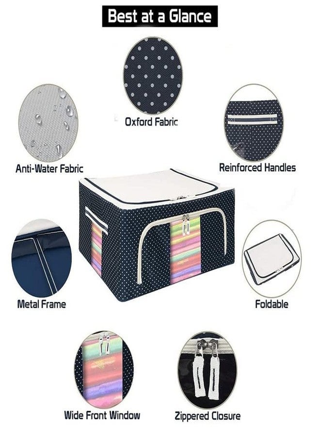 WEGON Solpex Cloth Storage Box - Oxford Foldable Stackable Organiser for Closet, Bedding Clothes, Clothes Organiser for Wardrobe (24 LTR, Premium Polka) (4 PACK) - Image 3